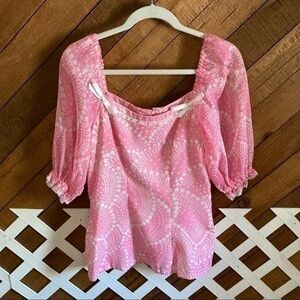 Vintage pink groovy spots blouse